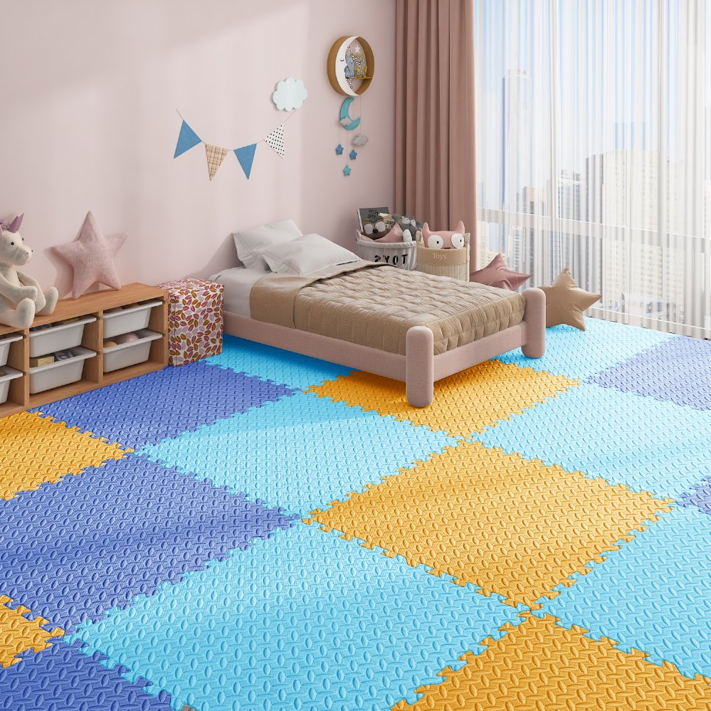 EVA Foam Leaves Pattern Durable Anti Static Tatami Puzzle Interlock Gym Floor Mat