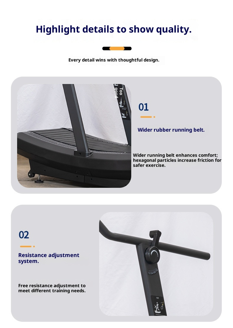 Hot Sale Home Use Cheap Manual Running Air Runner Fitness Non Power Curved Treadmills