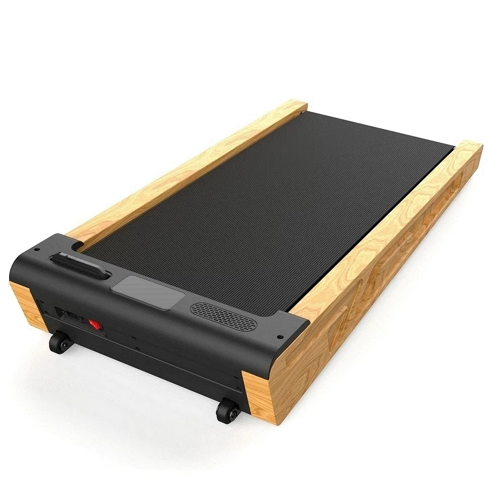 Space Saving Solid Wood Treadmill Built-in Incline Design Under Desk Fitness Equipment