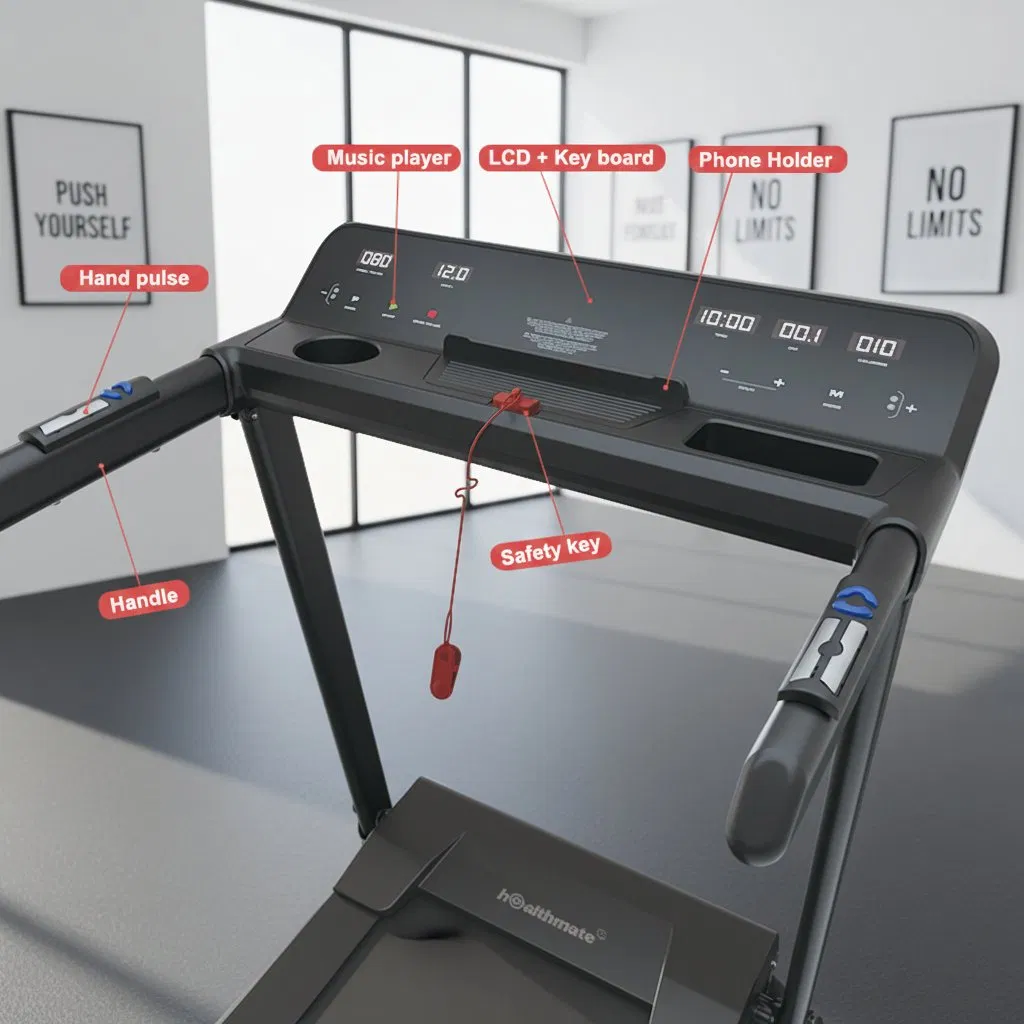 Hsm Motorized Treadmill with Transport Wheels with Manual Incline