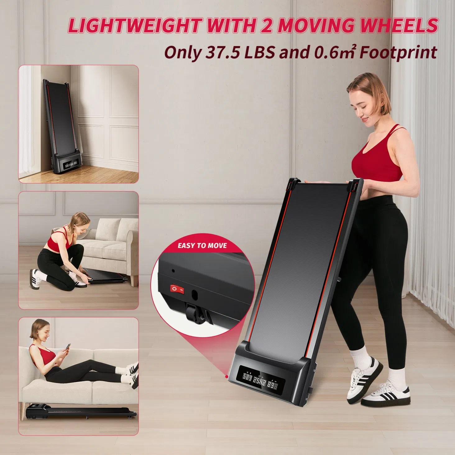 Ypoo Mini Electric Treadmill Home Fitness Walking Pad Under Desk Treadmill with Ypoofit APP Walkingpad