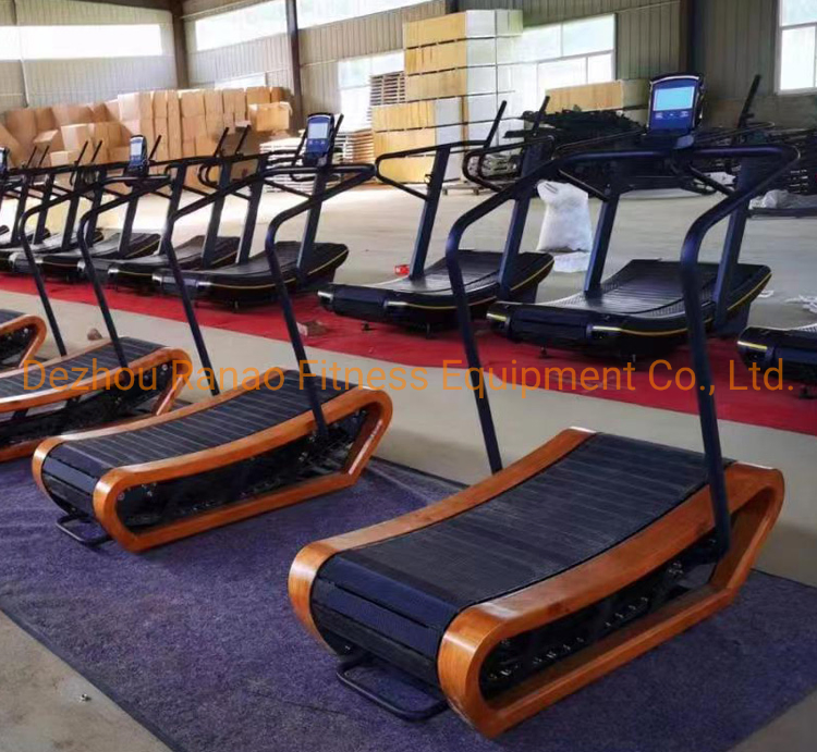 Factory Direct Wholesale Gym Sports Equipment Wooden Unpowered/Manual Curved Treadmill