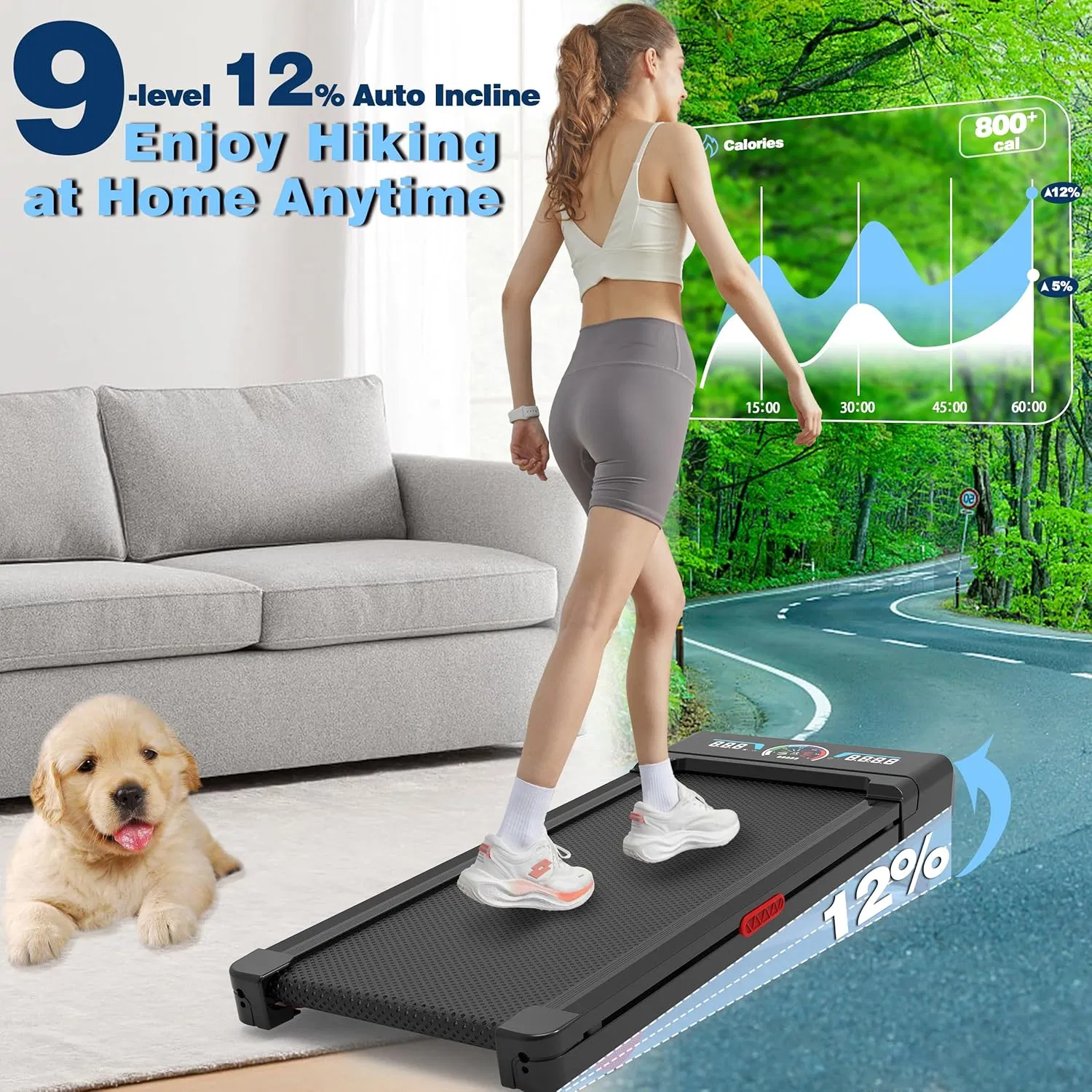 Walking Pad Treadmill Auto Incline Treadmill Home Hiking Pad