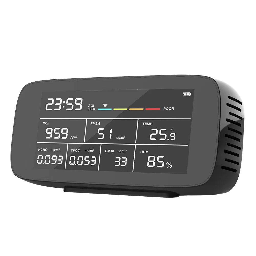 Highly Accurate Sensitive CO2 Pm2.5 Tvoc Hcho Detector New Design Indoor