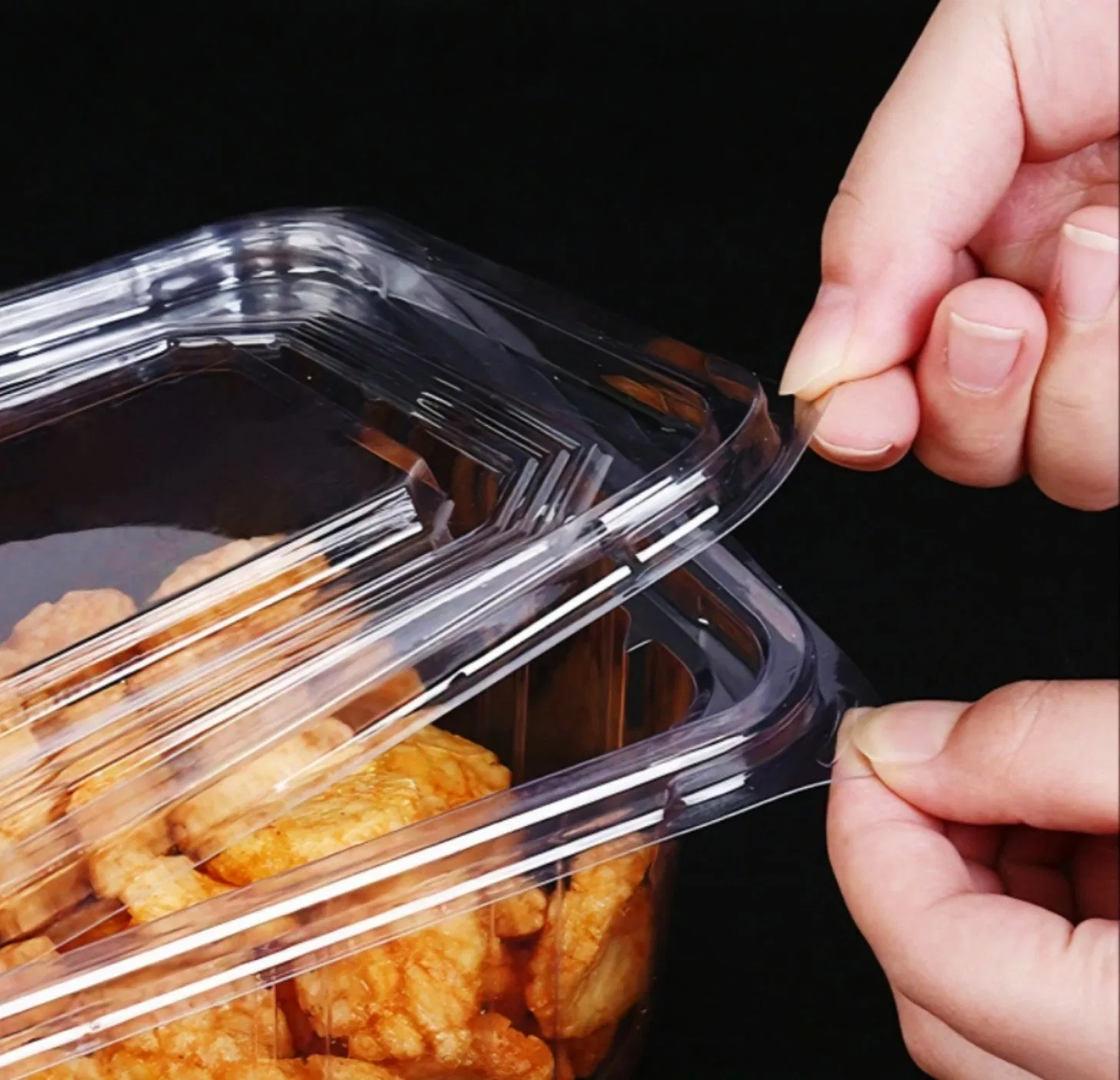 Pet Plastic Disposable Sealing Safe Box for Puff Pastry Dessert Packaging