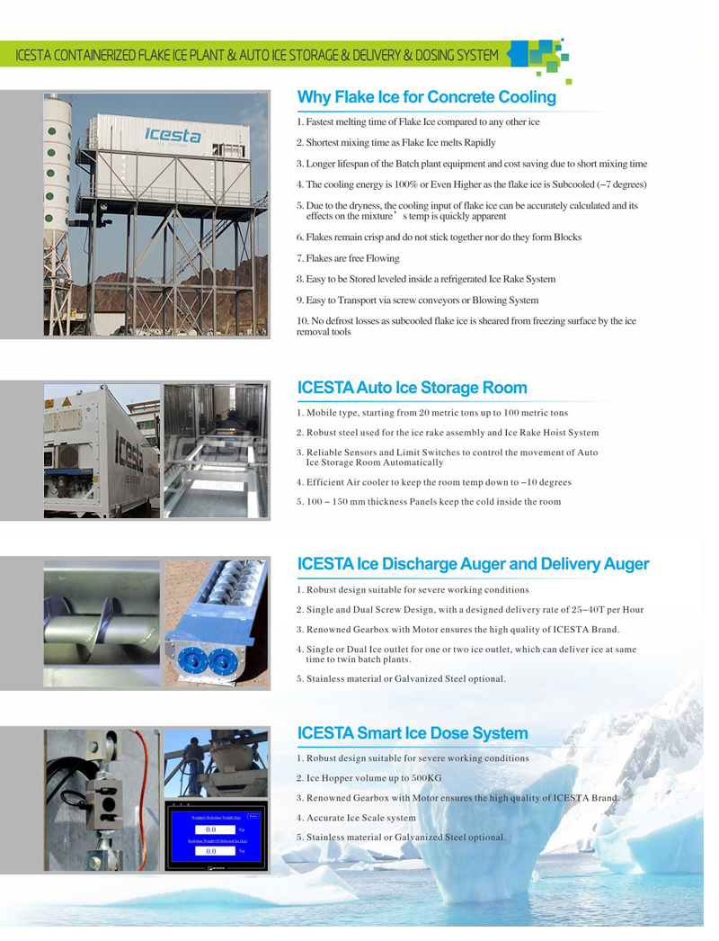 Icesta Containerized 40 Ton Industrial Automatic Ice Plant with Rake Ice System for Seafood Preservation