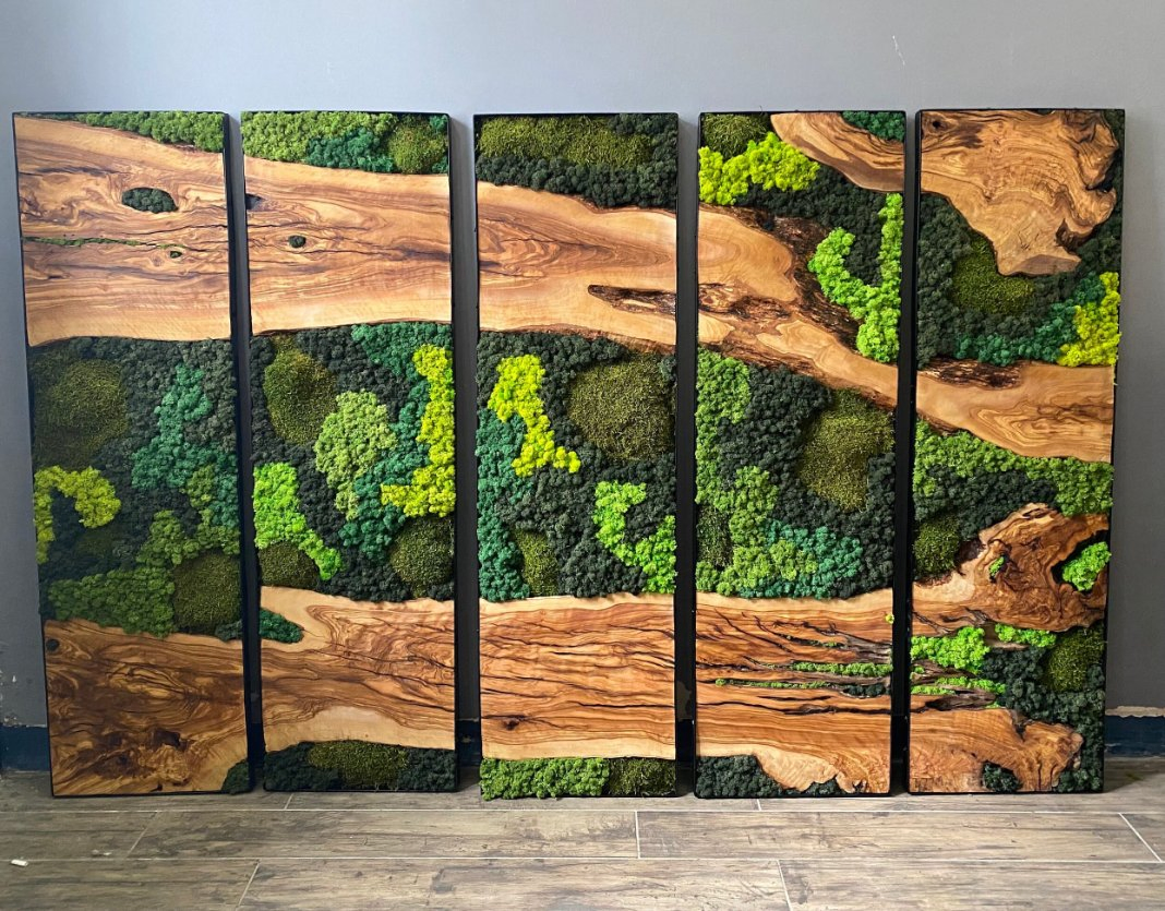 Moss Wall Decor Gift for Wife Minimalist Wall Art Birthday Gift Moss Wall Art Furniture Wedding and Engagement Gift Botanical Wall Art