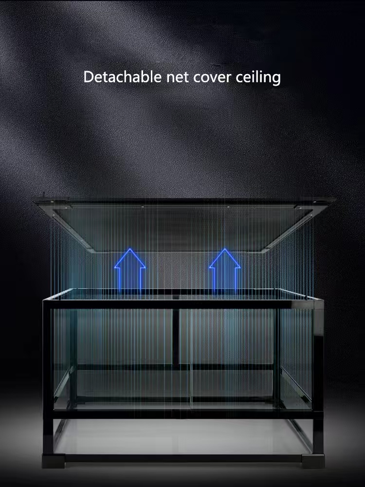 Premium Detachable Glass Reptile Terrarium with Slide Door and Waterproof Base