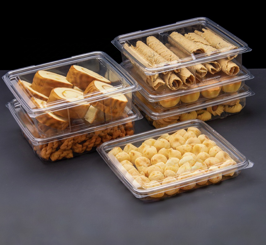 Food Safe Eco-Friendly Rectangle Customized Pet Plastic Cake Box