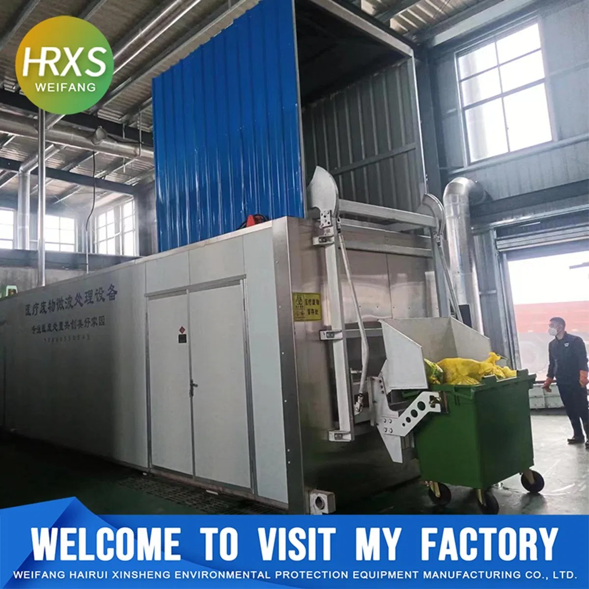 Hazardous Medical Waste Microwave Disinfection Treatment Machine with Crushing System