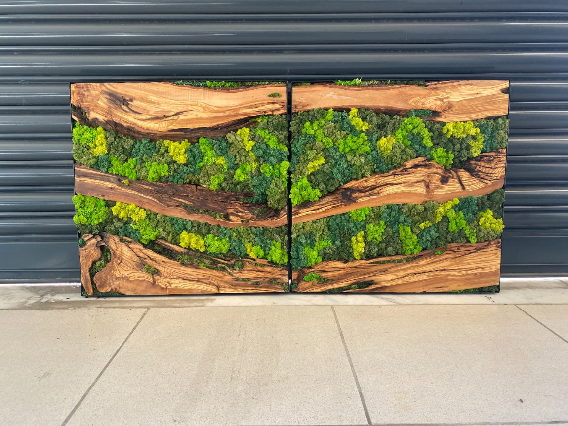 Moss Wall Art, Wall Decor, Living Wall, Special Decoration, Personalized Gift, Wood and Moss Home Decor, Wooden Wall Art
