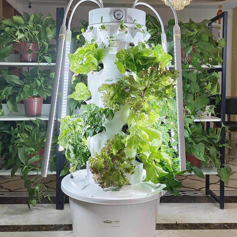 Smart Hydroponic Tower Garden for Greenhouse Home Cultivation