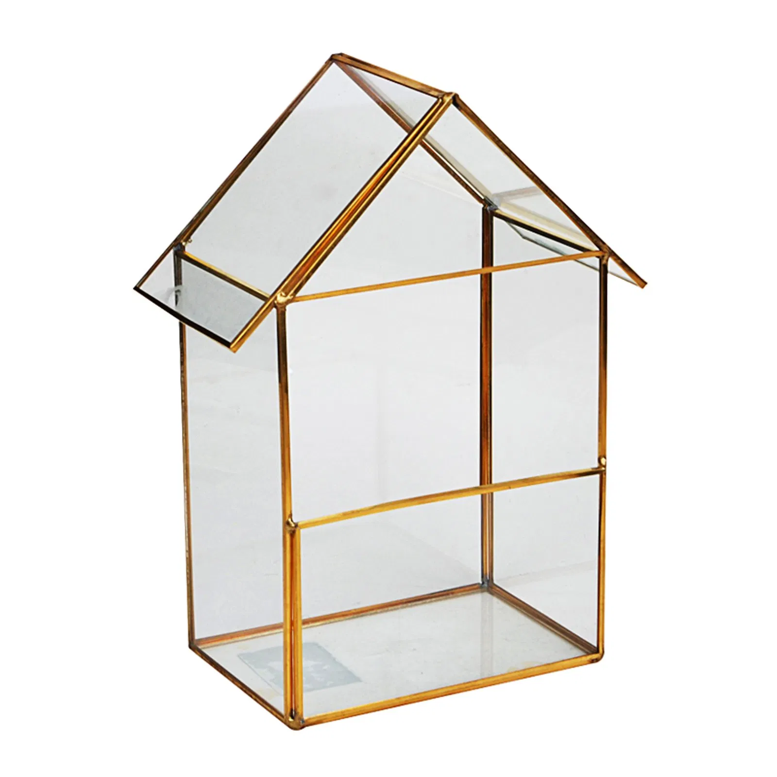 Handmade Geometric Glass Terrarium Flower House with Metal Frame