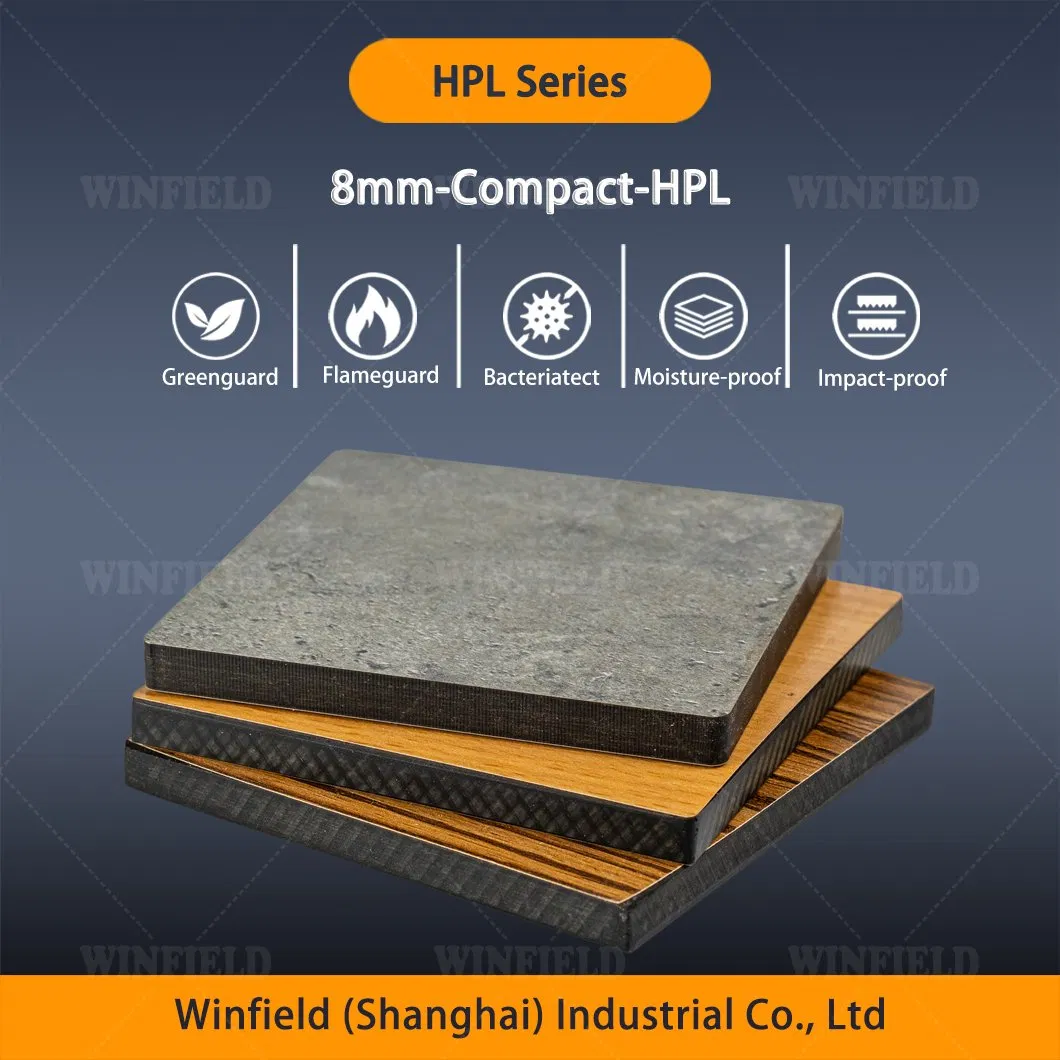 Wear Resistant Interior Wall Compact Laminate, 8-10mm Dry Hanging Design