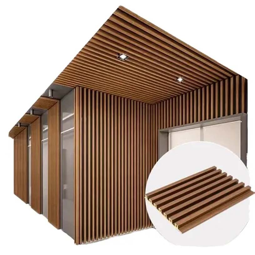 Striped Pattern Outdoor WPC Wall Panels Modern Exterior Cladding for Urban Rooftop Garden Walls