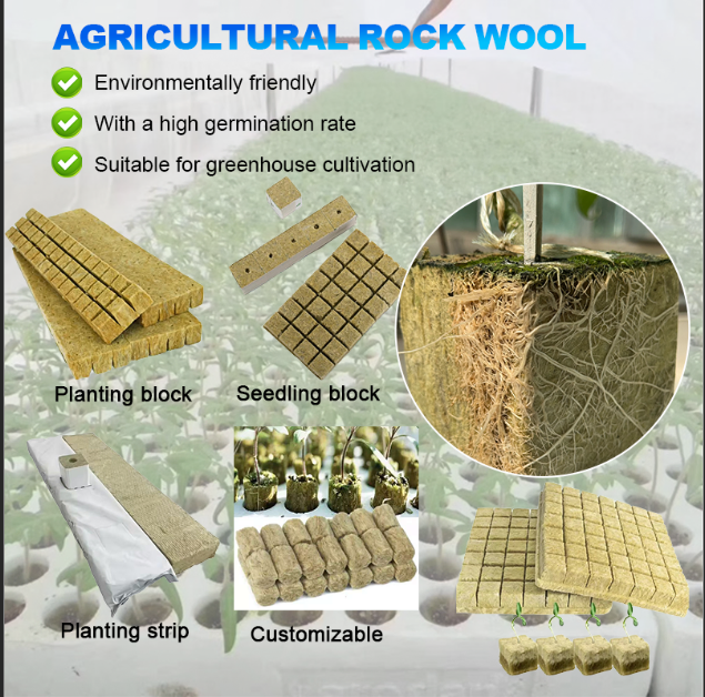 Modern Design Greenhouse Hydroponic Vegetable Planting Rock Wool Cubes Heat Insulation Materials for Soilless Cultivation