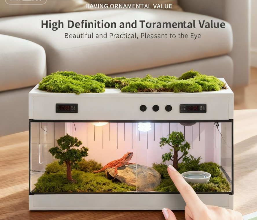 Durable Black PVC Terrarium for Reptile Care and Habitat