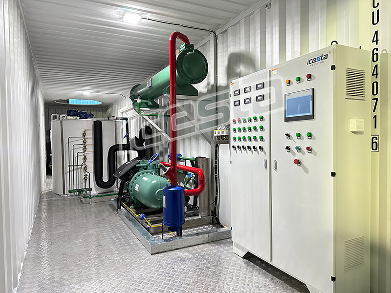 Icesta Containerized 40 Ton Industrial Automatic Ice Plant with Rake Ice System for Seafood Preservation