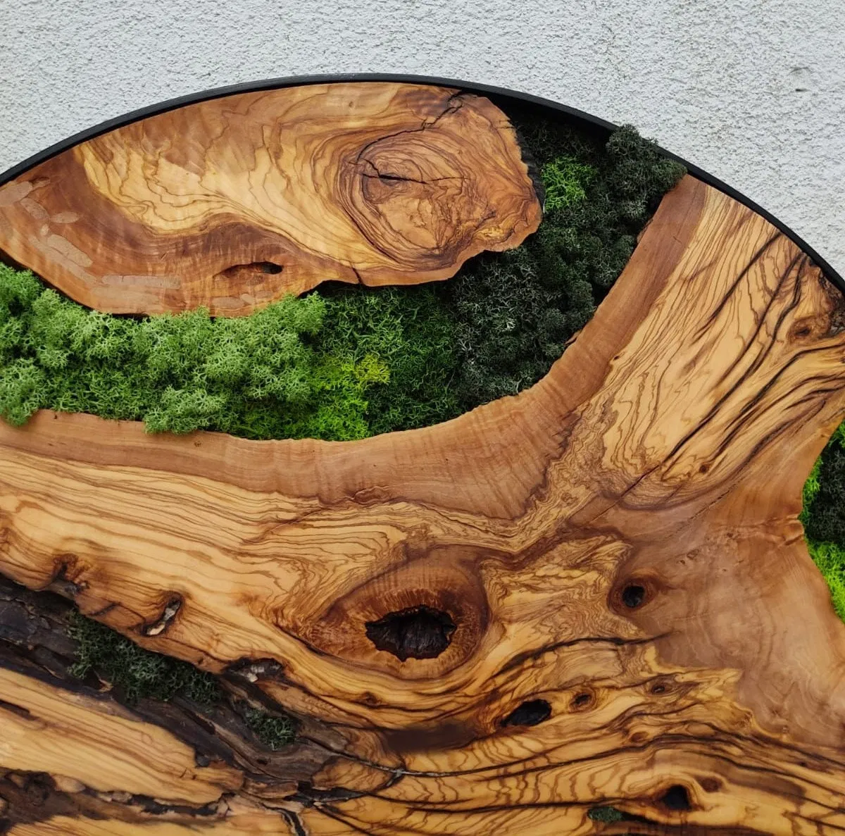 Custom Made Moss and Olive Wood Wall Art, Handmade Gift, Preserved Moss Art, Living Wall, Wall Decor, Wood Wall Art