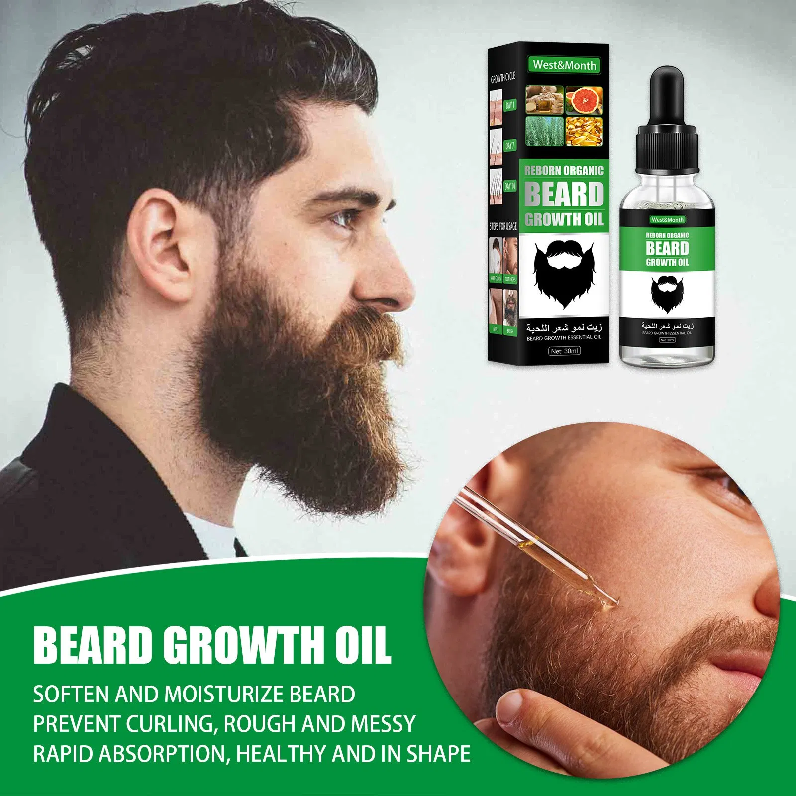 Free Sample Organicl Plant Extract Black Men Beard Oil Nourishing Beard Growth Men Care Growth Beard Essential Oil