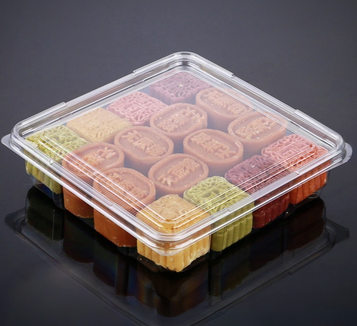 Food Safe Eco-Friendly Rectangle Customized Pet Plastic Cake Box