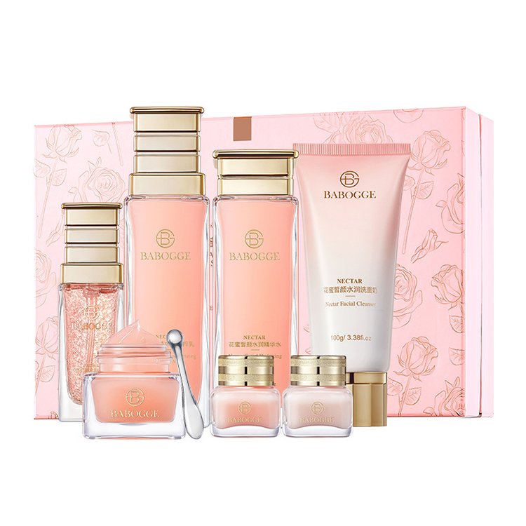 Private Label Natural Plant Extracts Hydrating Peach Blossom Repair Skin Care Kit Brighten Rose Korean Skin Care Set