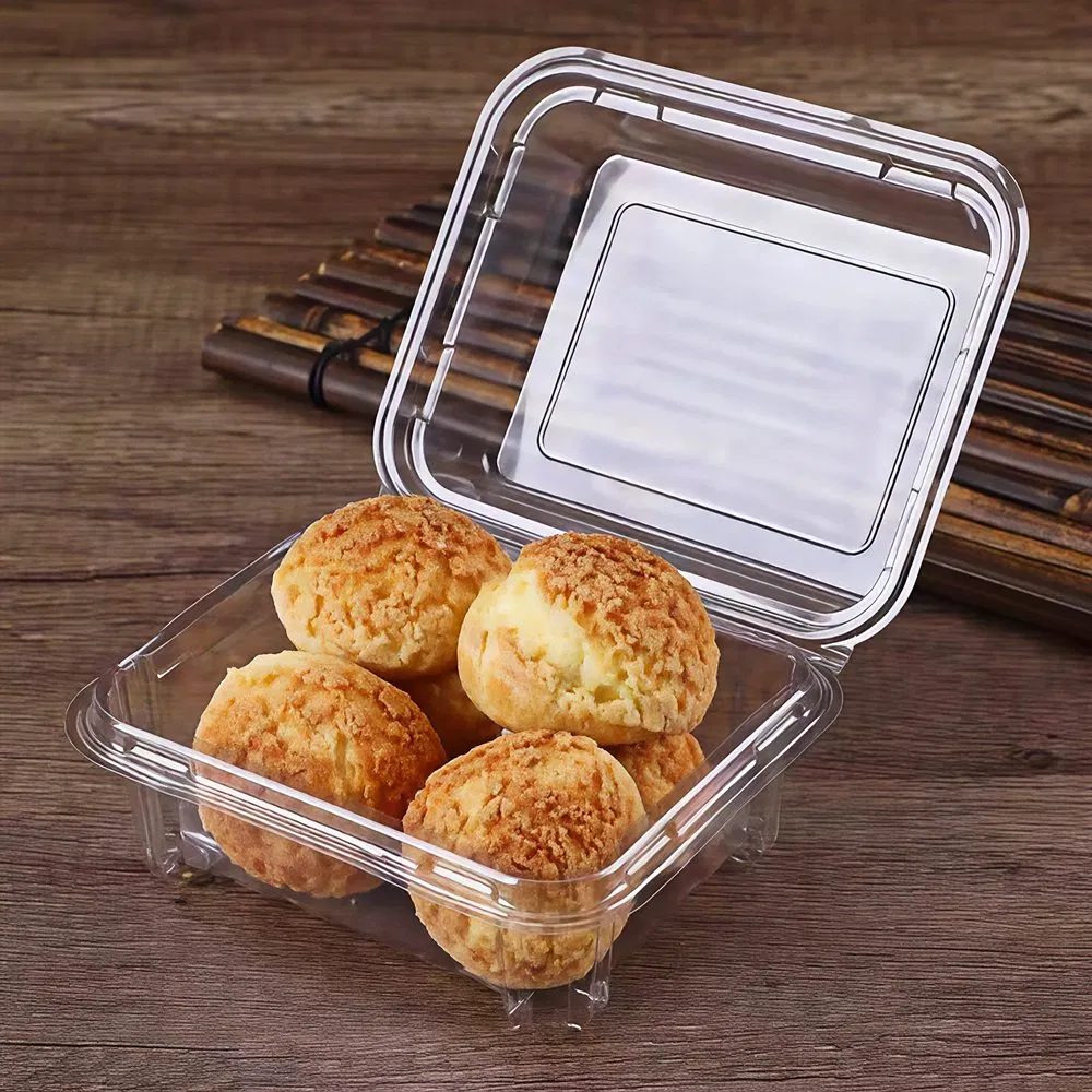 Pet Plastic Disposable Sealing Safe Box for Puff Pastry Dessert Packaging