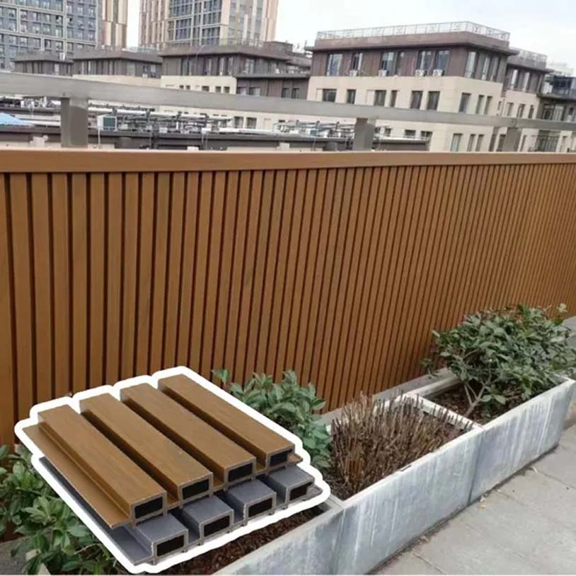 Striped Pattern Outdoor WPC Wall Panels Modern Exterior Cladding for Urban Rooftop Garden Walls
