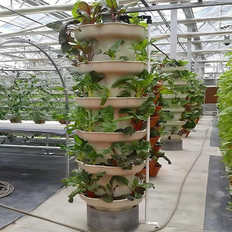 Vertical Hydroponic Tower Garden with LED for Greenhouse Use