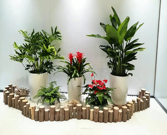 Artistic Design of Indoor Rhombus-Shaped Fiberglass Artificial Greenery Landscapes