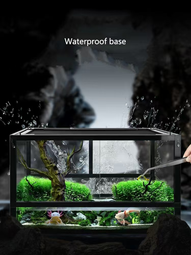 Premium Detachable Glass Reptile Terrarium with Slide Door and Waterproof Base