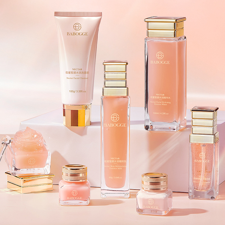 Private Label Natural Plant Extracts Hydrating Peach Blossom Repair Skin Care Kit Brighten Rose Korean Skin Care Set