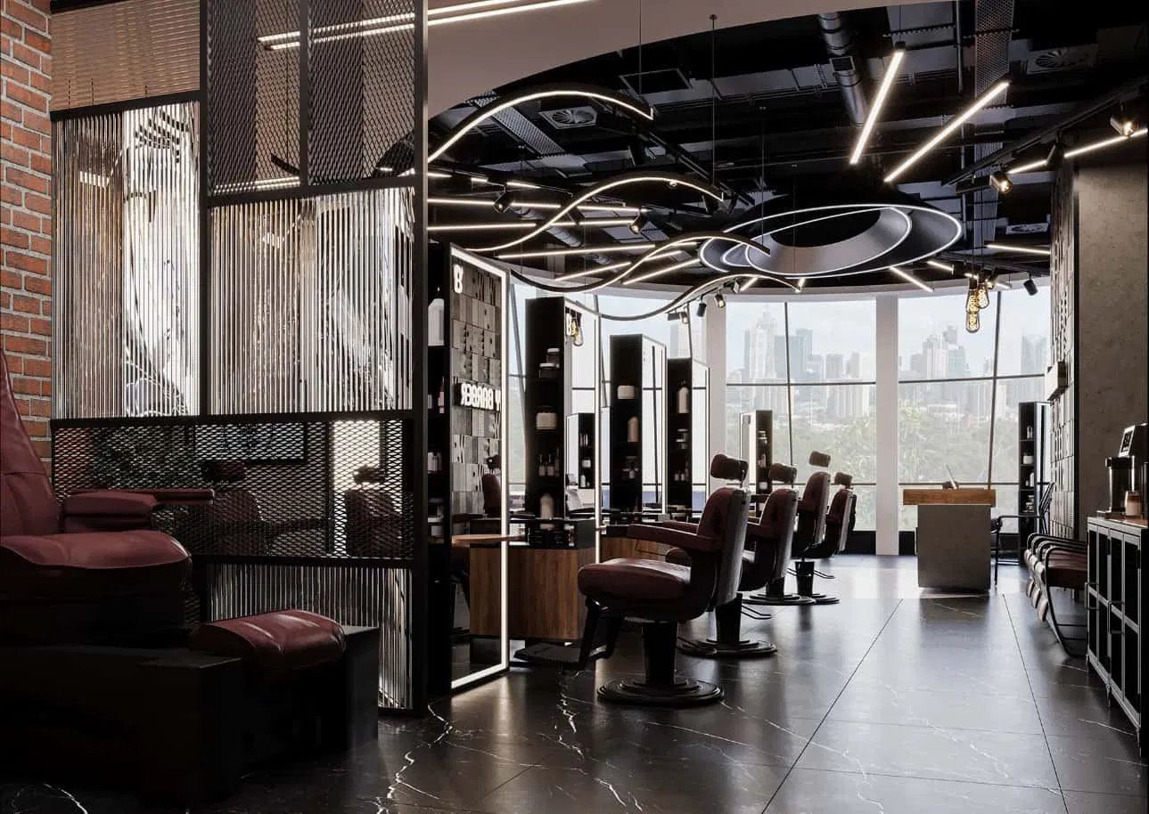 Modern Commercial Design Barber Shop Interior Decoration Solution