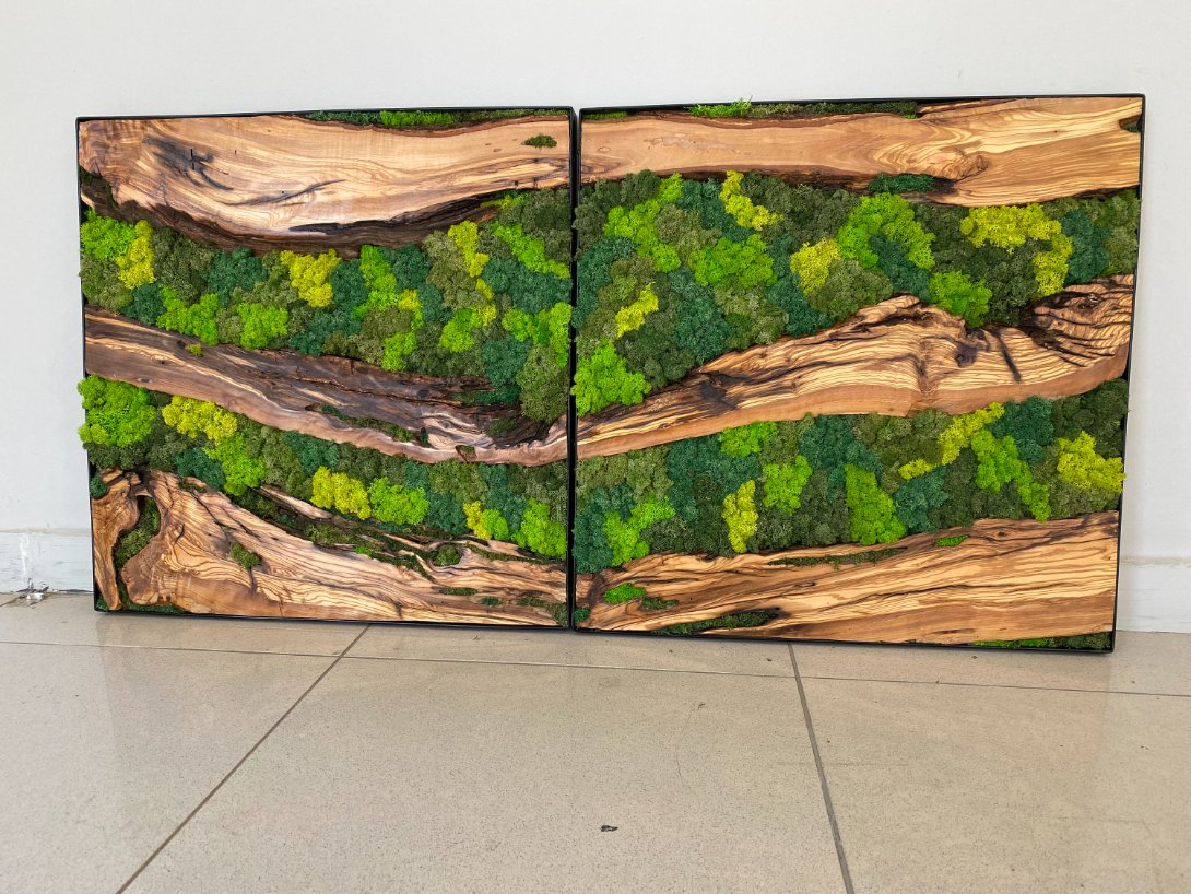 Moss Wall Art, Wall Decor, Living Wall, Special Decoration, Personalized Gift, Wood and Moss Home Decor, Wooden Wall Art
