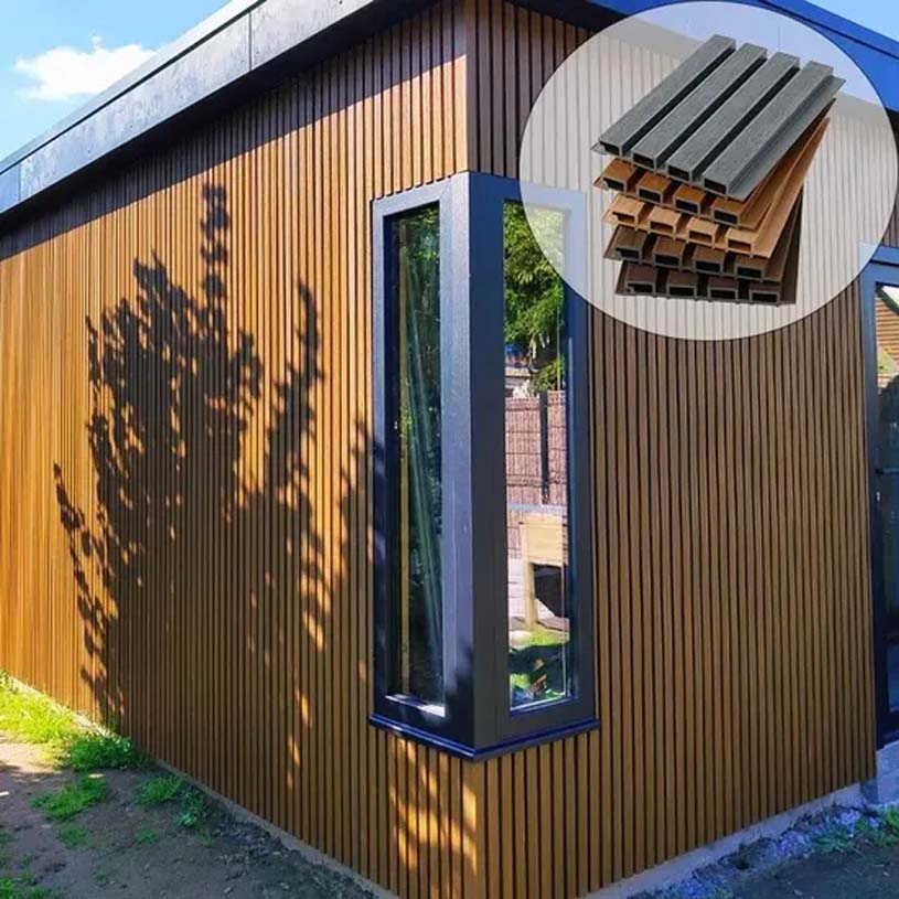 Striped Pattern Outdoor WPC Wall Panels Modern Exterior Cladding for Urban Rooftop Garden Walls