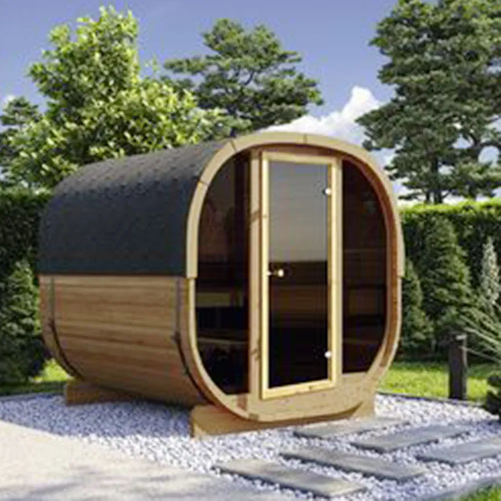 Compact Space-Saving Cube Outdoor Sauna Room Ideal for Urban Rooftop Patio Settings