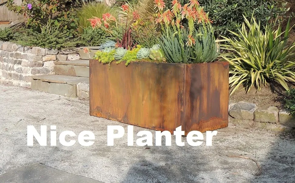 Rustic Corten Steel Flower Pot