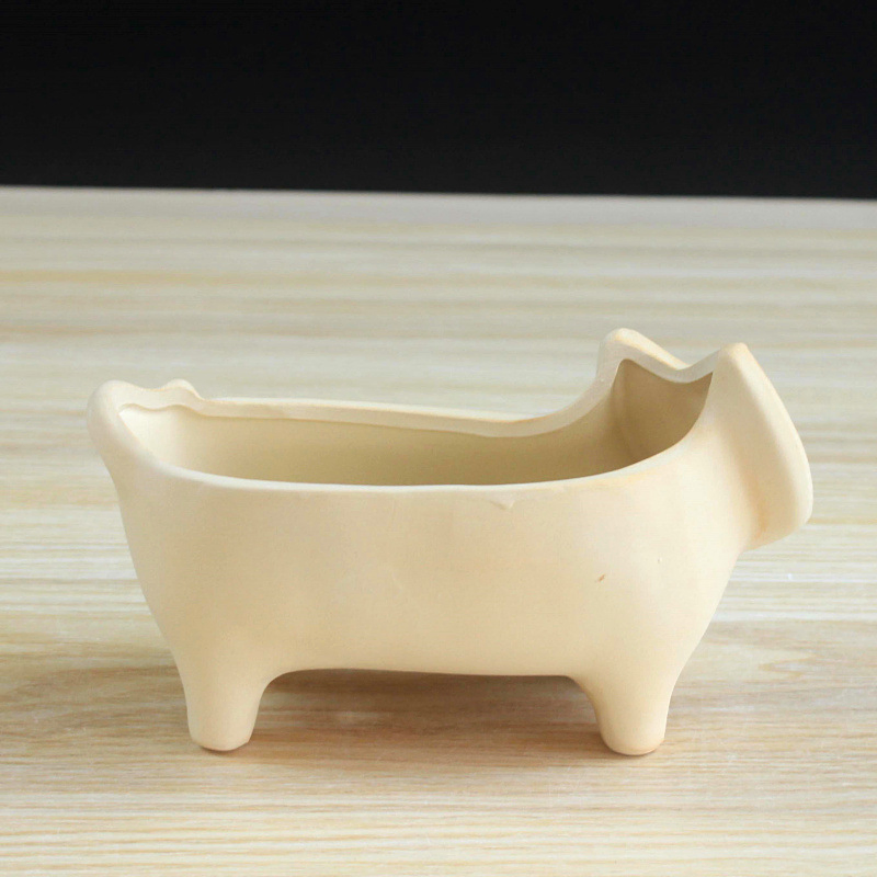 20cm 8inch Ceramic Planter Rough Pottery White Cat Succulent Vase Animal Shape Garden Pot Bonsai