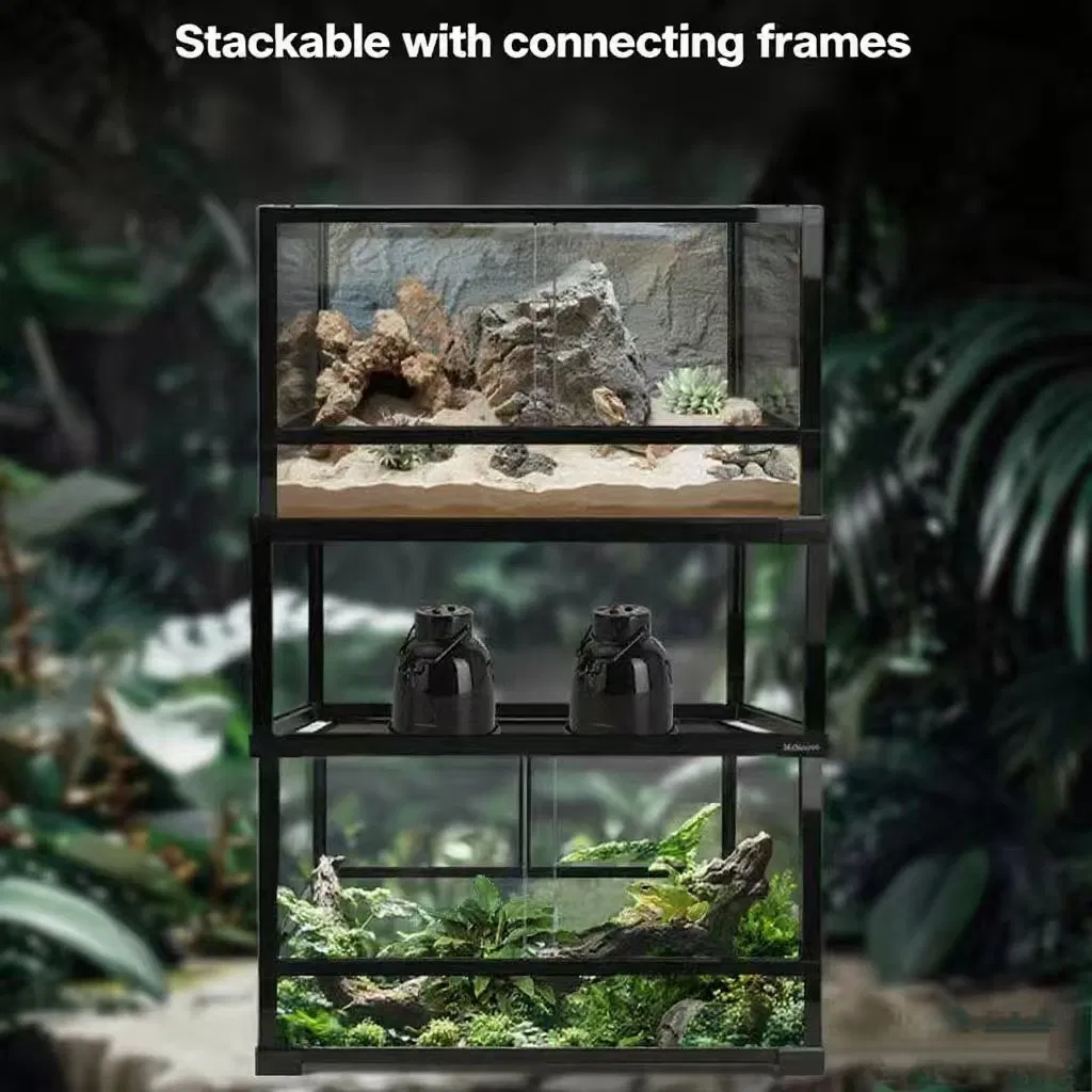 Premium Detachable Glass Reptile Terrarium with Slide Door and Waterproof Base