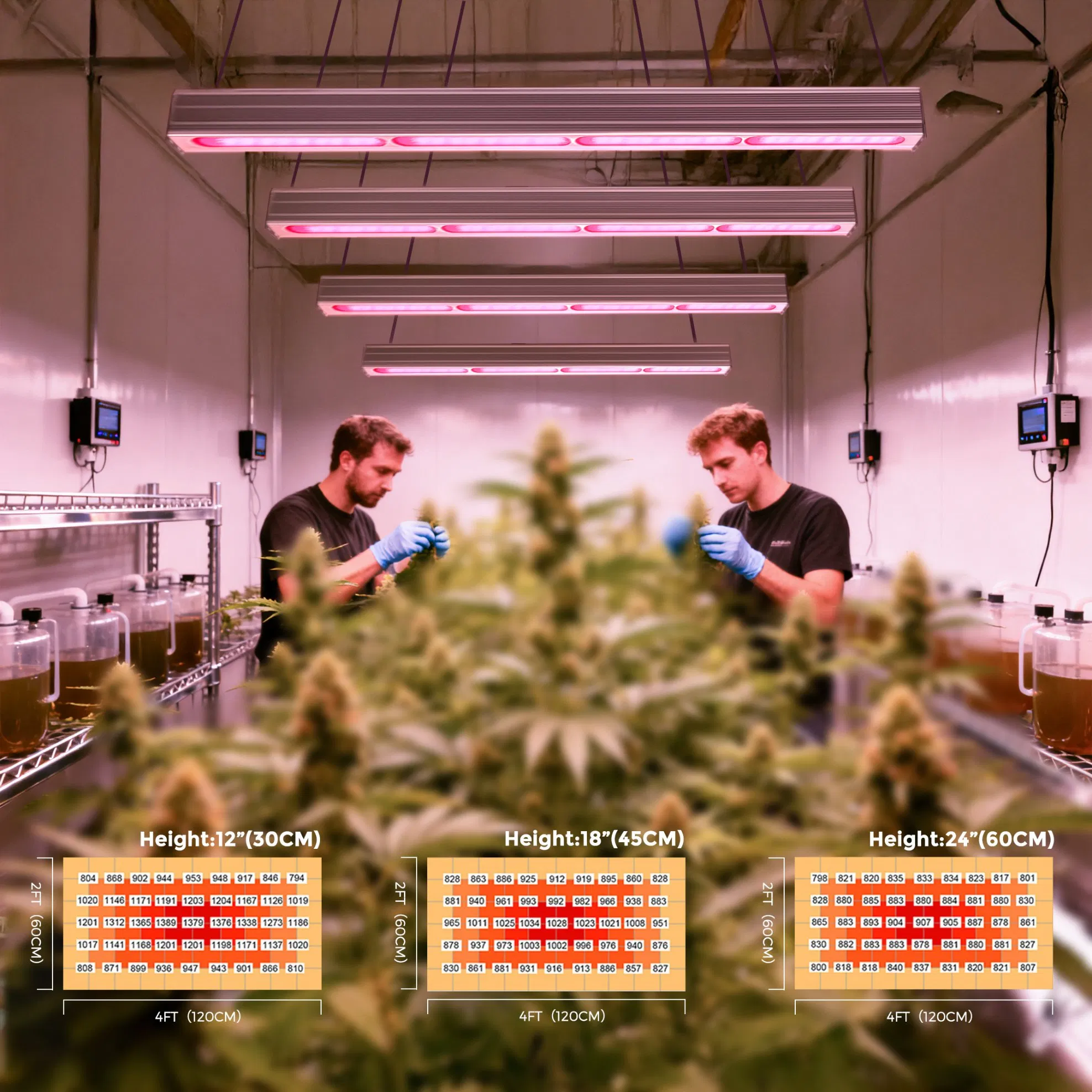 Commercial LED Inter Canopy Grow Light, Enhanced 660nm Red Spectrum for Flowering &amp; Yield Increase