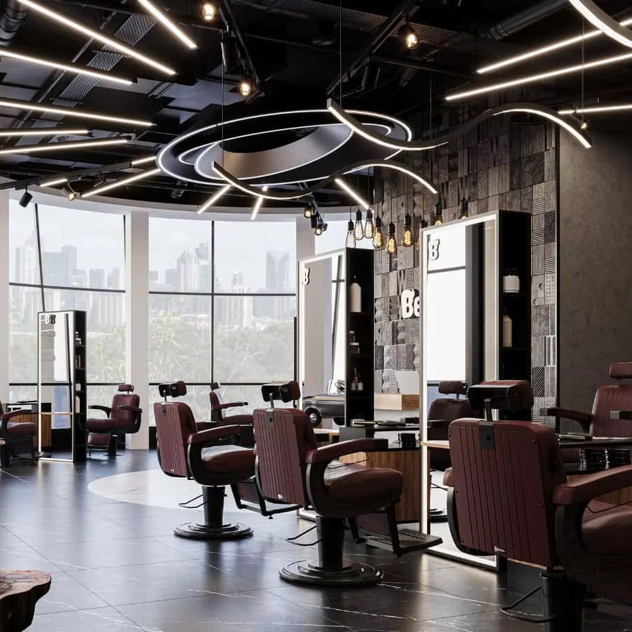 Modern Commercial Design Barber Shop Interior Decoration Solution