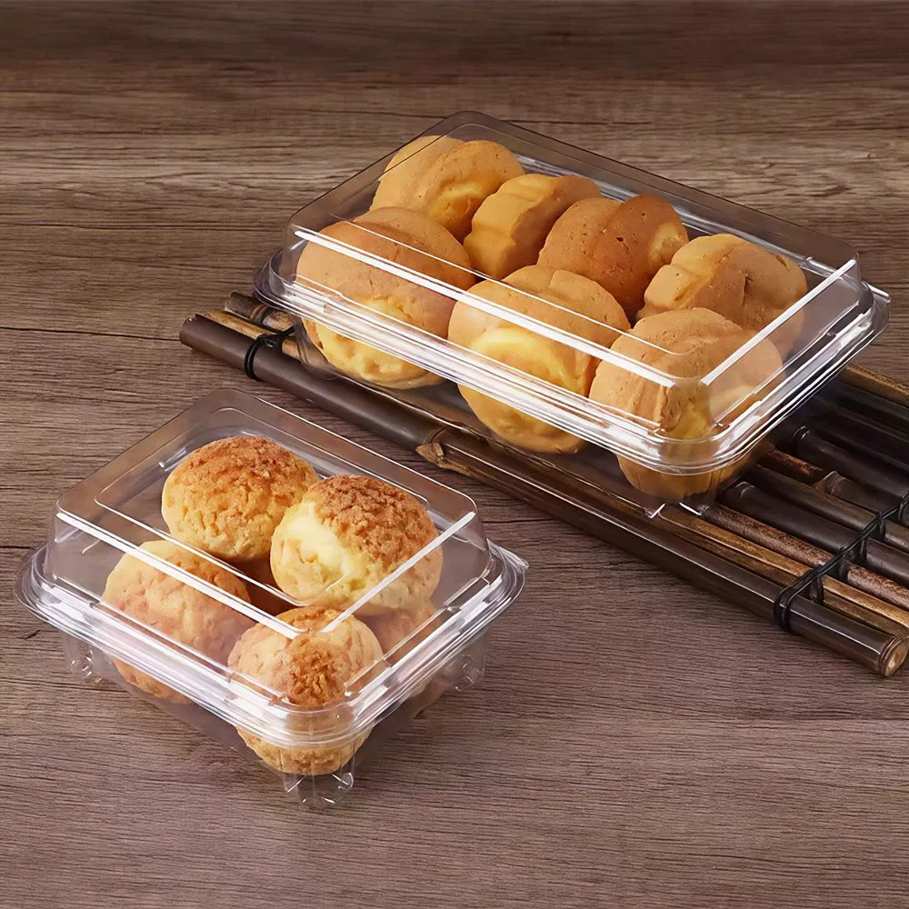 Pet Plastic Disposable Sealing Safe Box for Puff Pastry Dessert Packaging