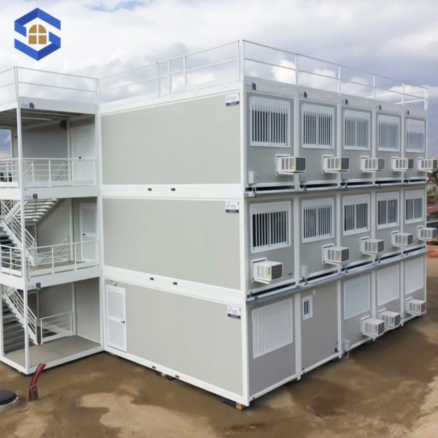 Double-Deck Portable Compact Combined Prefabricated Container Modern Office Unit