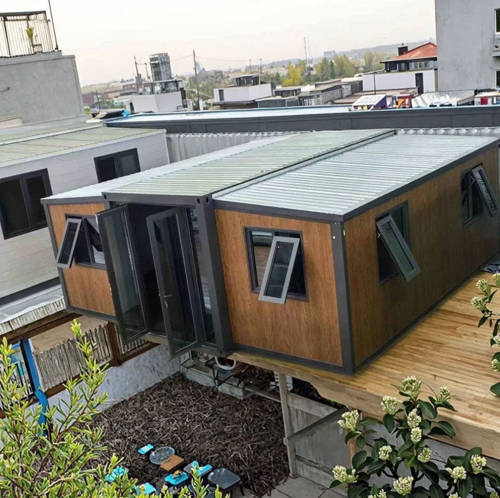 Double Wing Folding Expandable 40FT Container House with Midcentury Modern Design 2 Bedrooms for Office Building Apartment Use