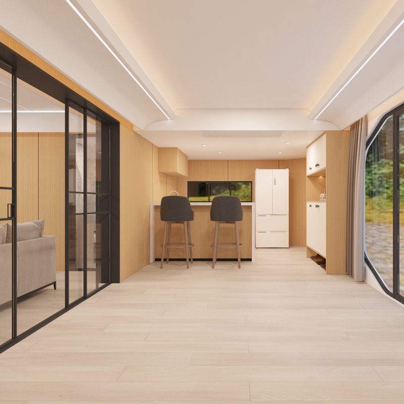 Luxury Prefabricated Vessel Shape Space Capsule Hotel Mobile Home Container House Villa with 4 Bedroom Outdoor Swimming Pool