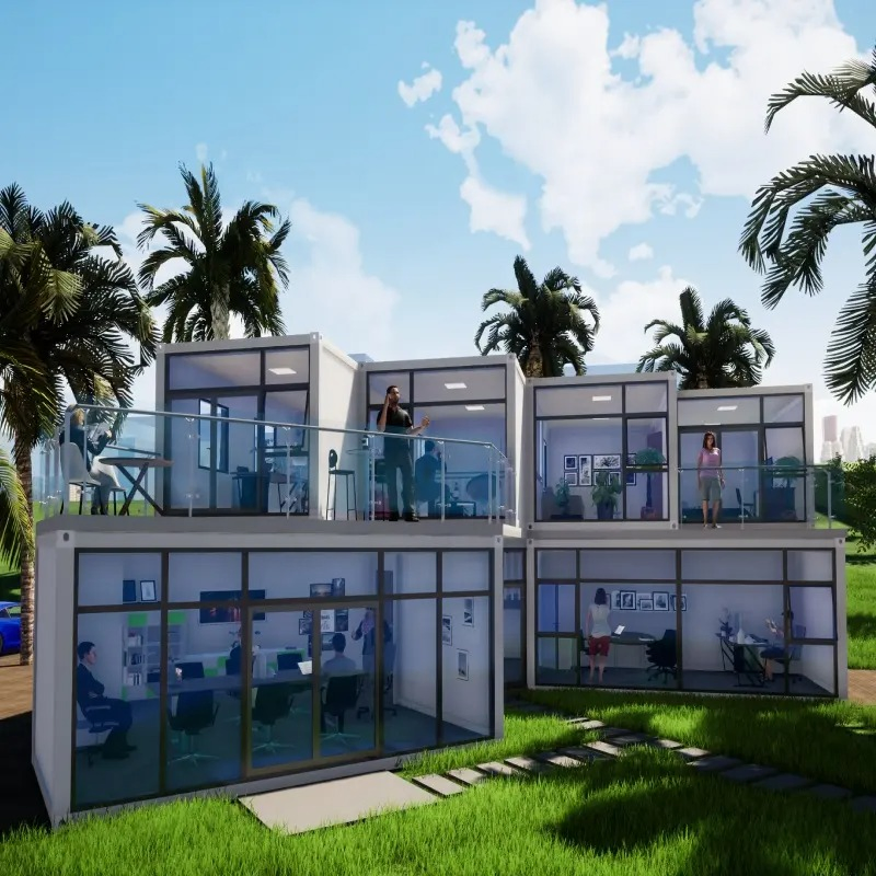 Factory Hot Sale Custom Design Prefab Glass Container House Prefabricated House for Office Living Room Modern Cheap Prefab Homes