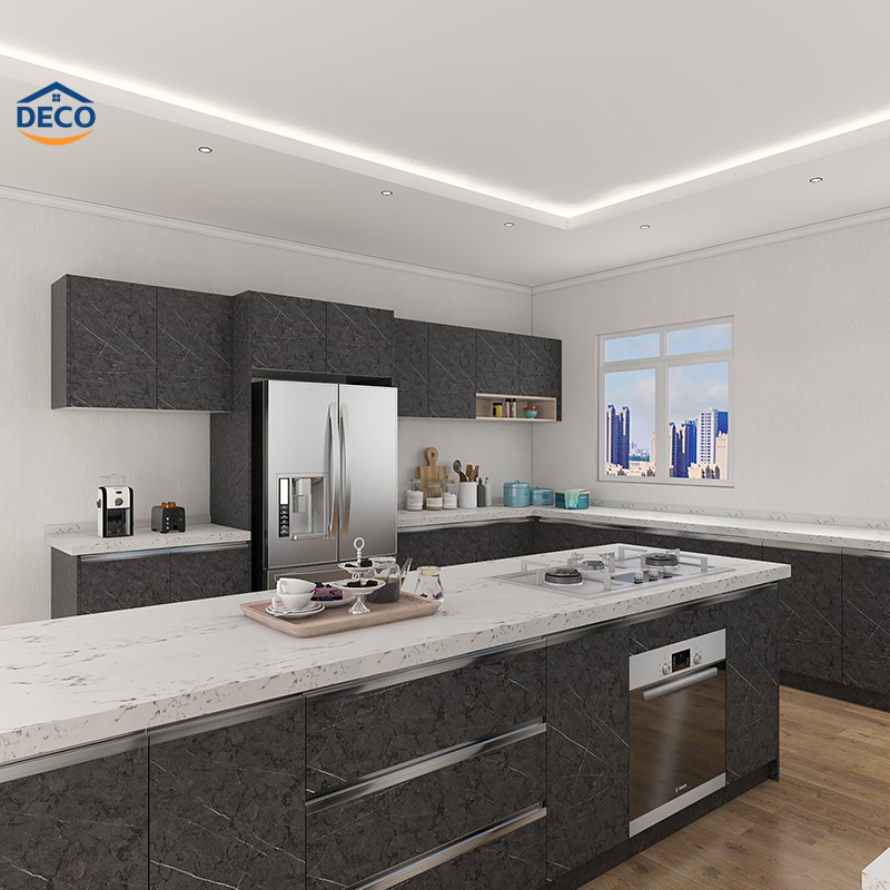 2023 Latest Designer Kitchen Units Modern Style Custom Storage U Shape Cabinets