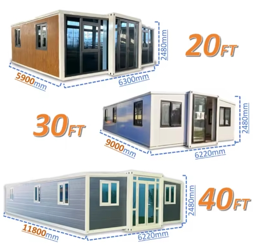 Factory Custom Double Wing Expandable 20FT 30FT 40FT Container House Prefab Foldable Mobile Home