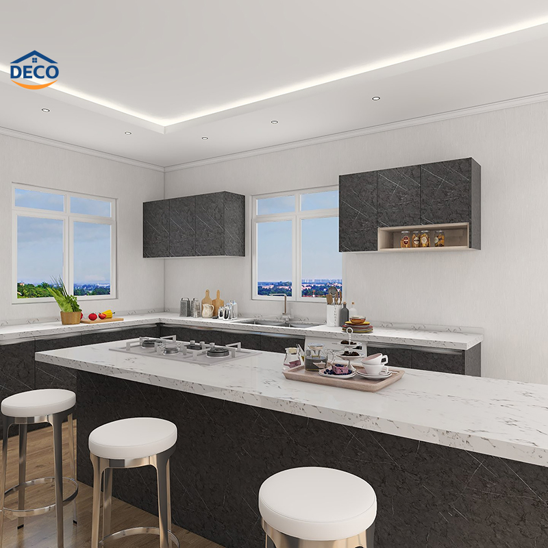 2023 Latest Designer Kitchen Units Modern Style Custom Storage U Shape Cabinets