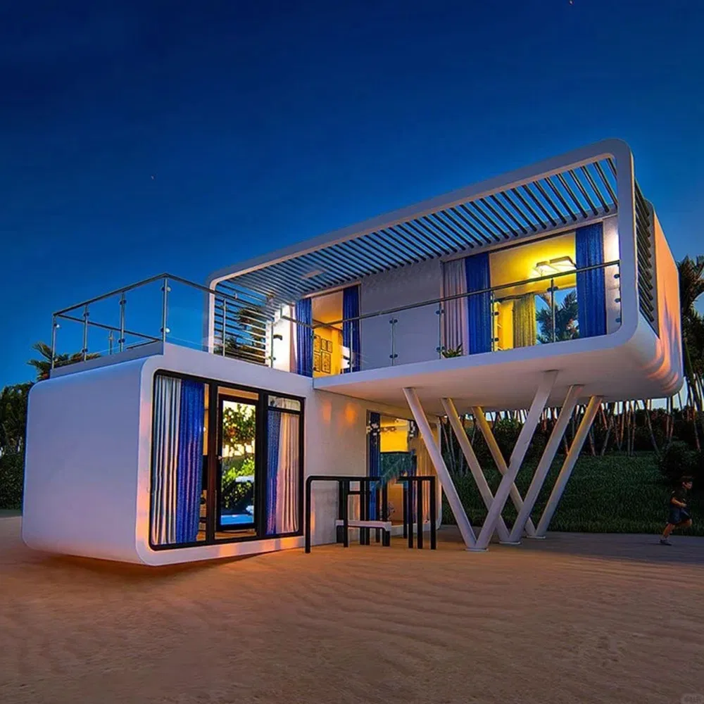 40FT Modular Wood with Rooftop Solar Panels for Eco-Friendly Resorts Apple Cabin